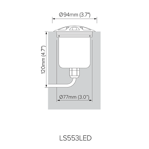Direct burial dimensions for LS553LED.
